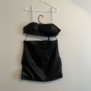Leather 2 peice skirt set